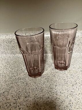 Vintage-Style Pink Glass Tumbler - Set of 2
